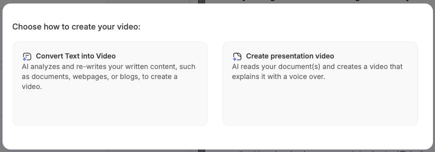 The "Create Presentation Video" option window. 